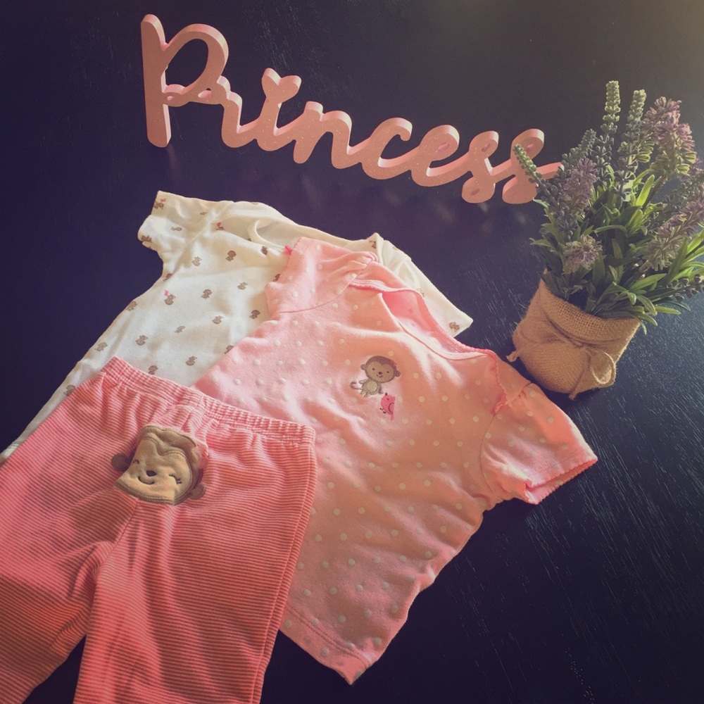 Carter’s Little Monkey Shirt, Onesie & Pants Set